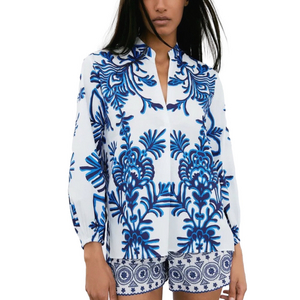 Zara white and blue shirt